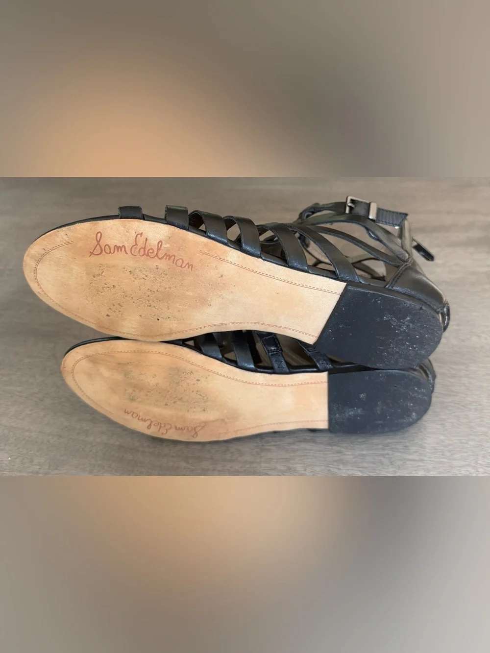 Sam Edelman Black Leather Strappy Gladiator Sandals - Women's Size 8